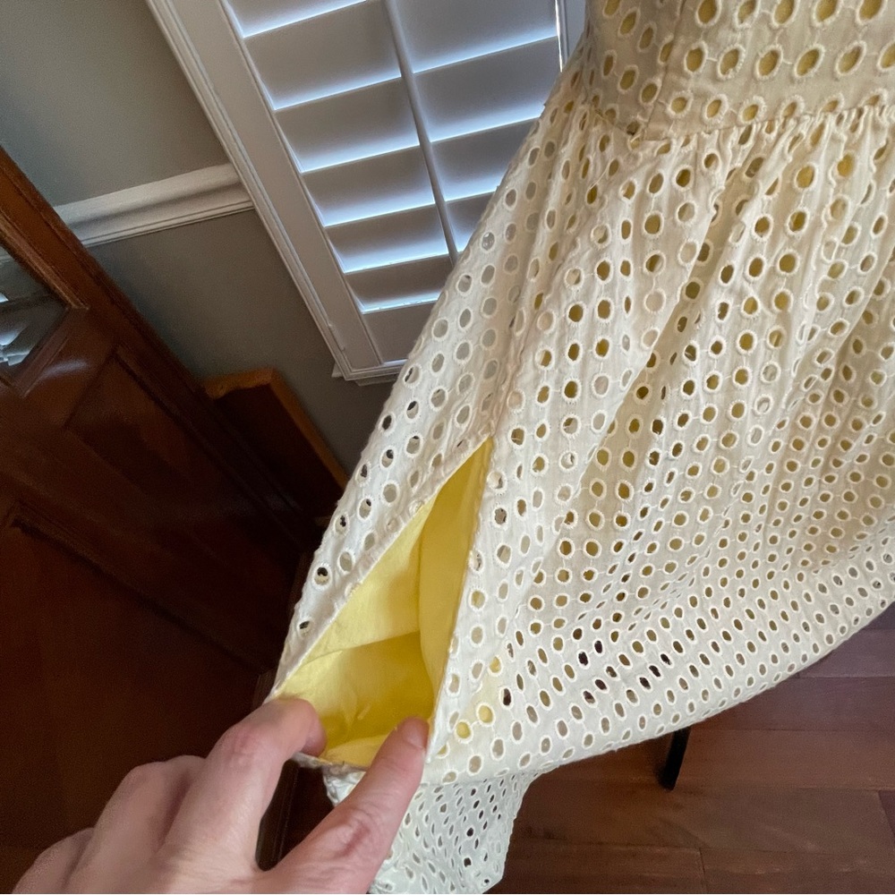 French Connection Cream Eyelet Midi Dress with pockets - Picture 6 of 7